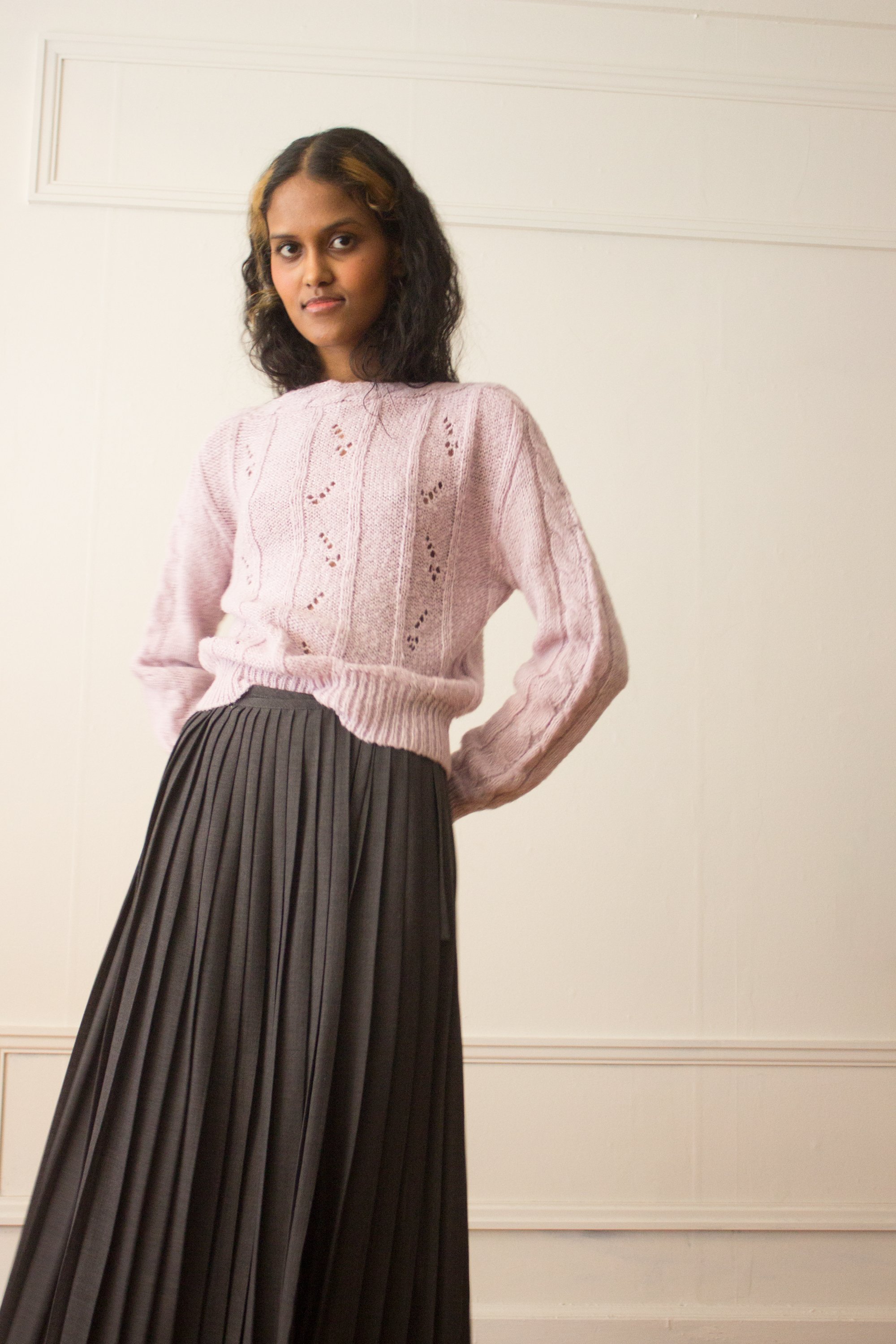 1990s Anne Klein Charcoal Wool Pleated Wrap Skirt — Wayward Collection